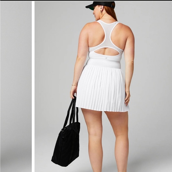 Fabletics Hot Shot Pleated Dress Classic Mini WHITE size XL - Picture 2 of 5